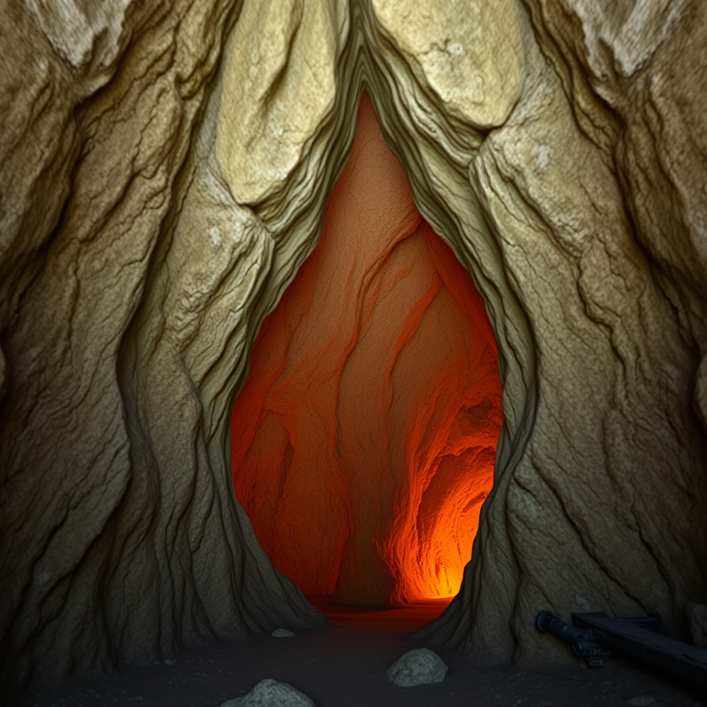 A cavern entrance that is shaped like a vagina/vulva