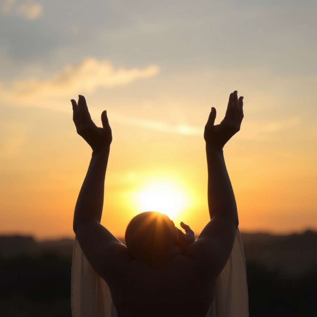 The Beautiful Goddess Venus newborn arms up greeting the dawn