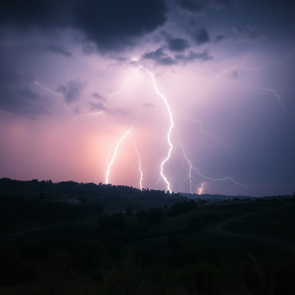 Beautiful lightning, realistic, high definition, large scene, long axis photo.