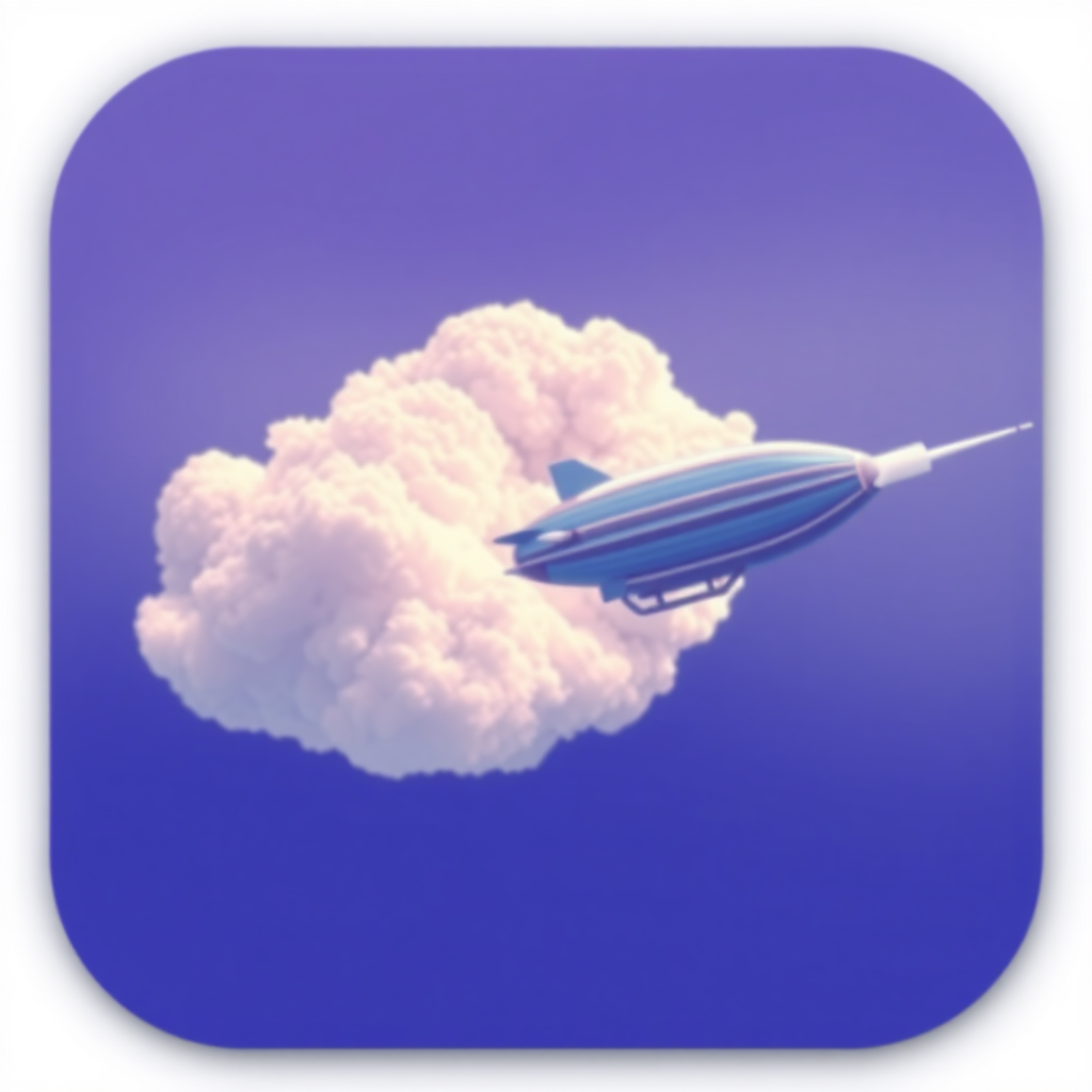 1999 website favicon of a cloud with an airship emerging from the middle to the right, retro, web, hypnospace