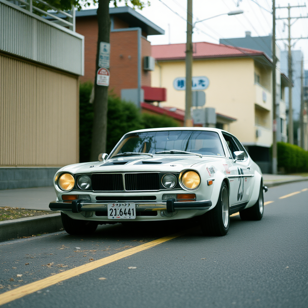 the car is parked on the side of the road, inspired by Taiyō Matsumoto, tumblr, restomod, nd4, c4