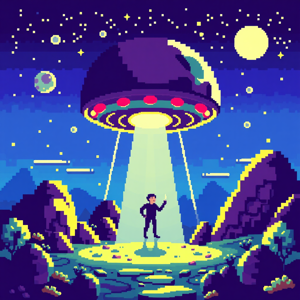 pixel alien abduction