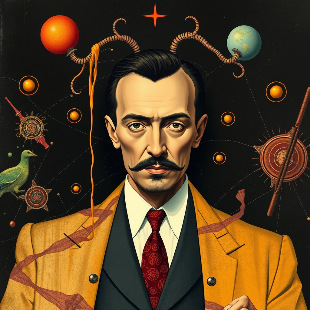 Create a new picture mixed Style with Max Richter and Salvador Dali.