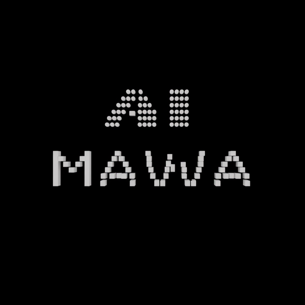 AI Compute Inspired Digital Solid White Text That Says "MAWA" On Solid Black Background