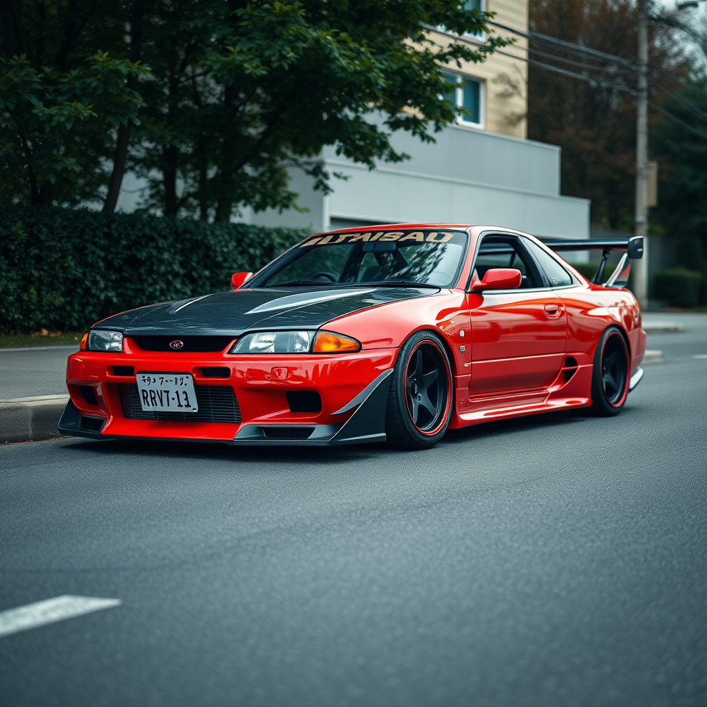 concept tuner nissan silvia s14 the car is parked on the side of the road, inspired by Taiyō Matsumoto, tumblr, restomod, nd4, c4