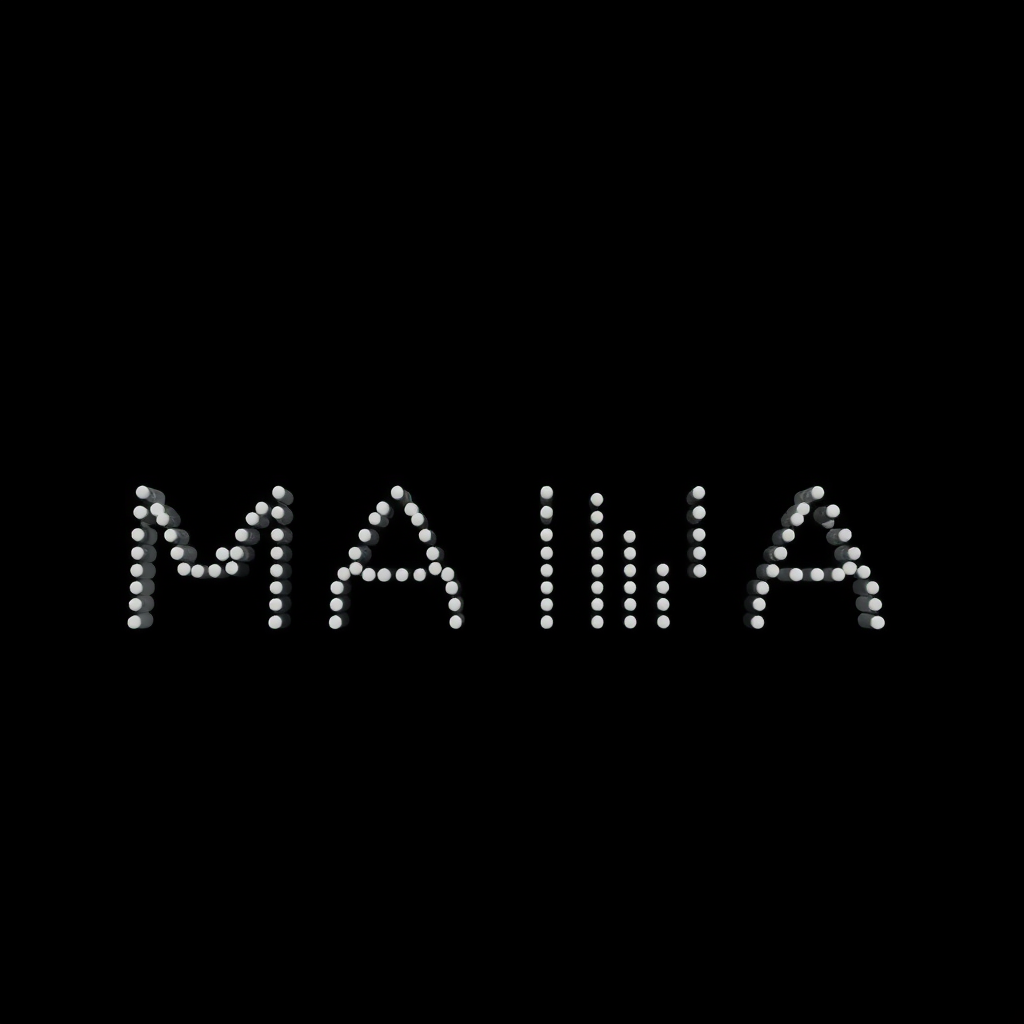 AI Compute Inspired Digital Solid White Text That Says "MAWA" On Solid Black Background