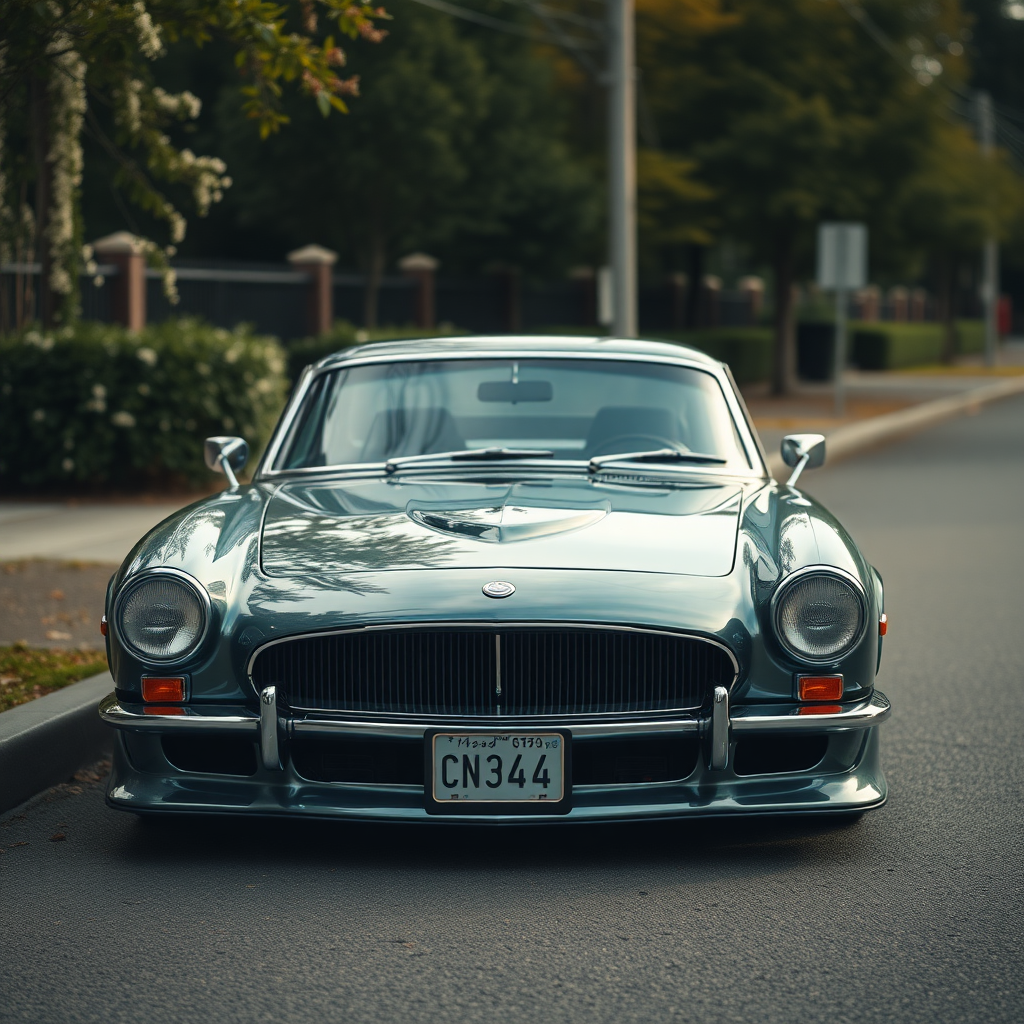 metallic shine car is parked on the side of the road, inspired by Taiyō Matsumoto, tumblr, restomod, nd4, c4