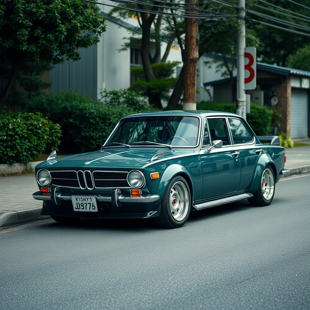 the car is parked on the side of the road, inspired by Taiyō Matsumoto, tumblr, restomod, nd4, c4