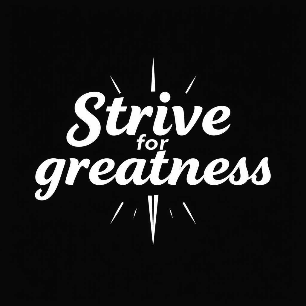 slogan logo for company "Strive for greatness". Black & white