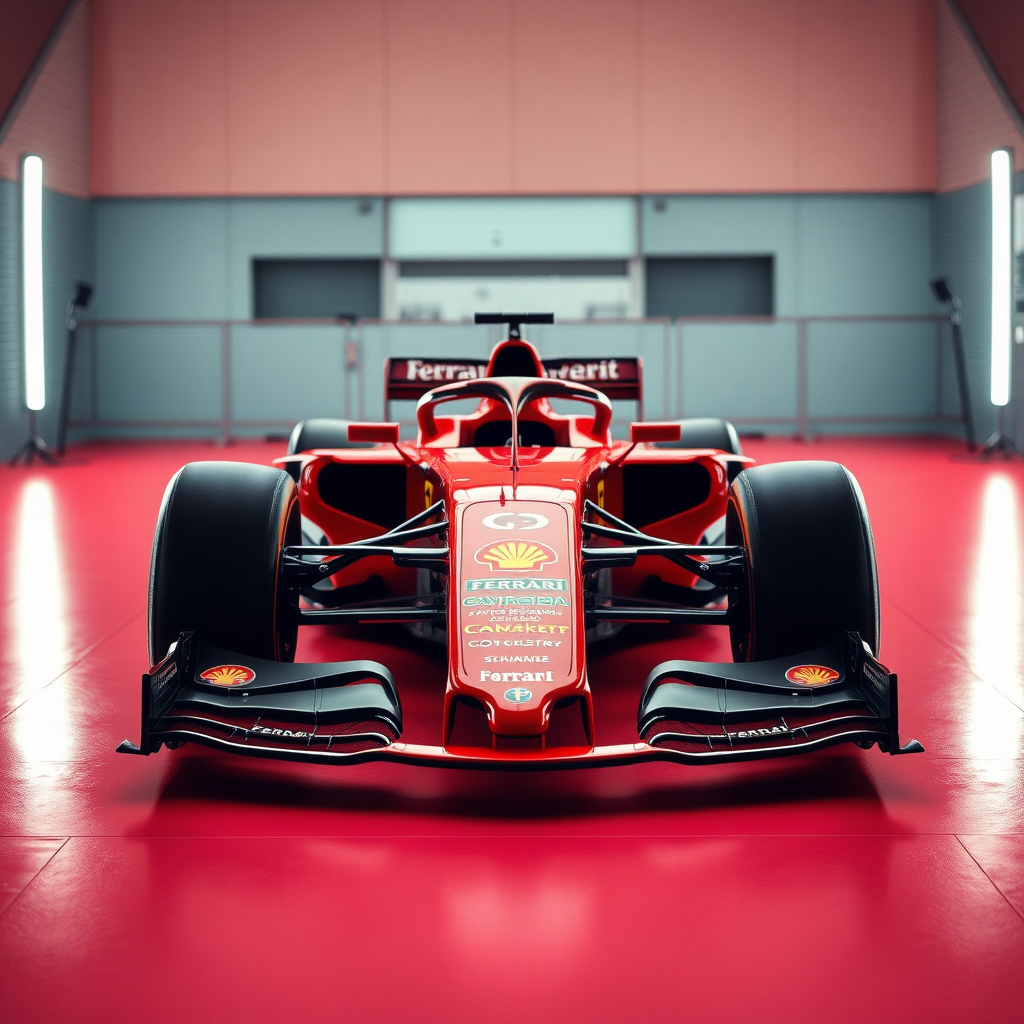 f1 car ferrari photoshoot in background