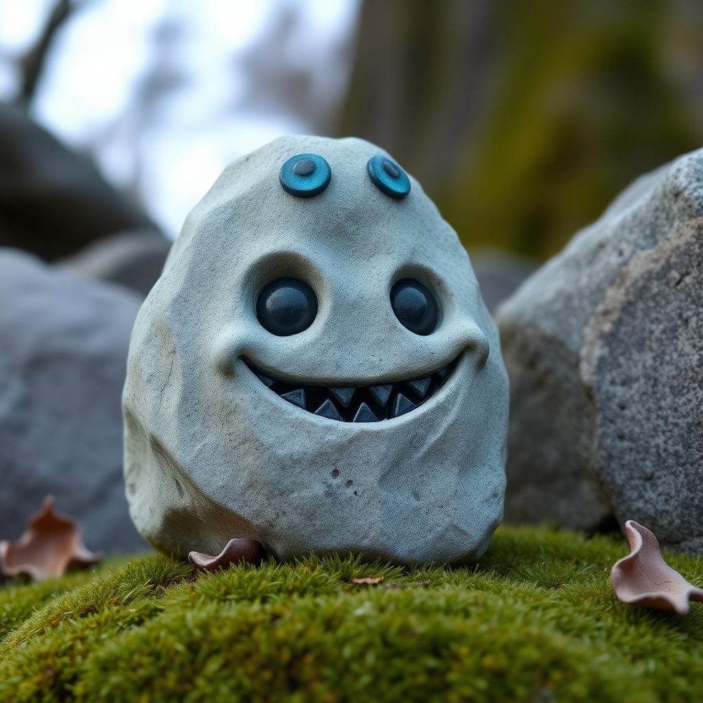 A not not looking not creepy happy stone with a mouth without eyes