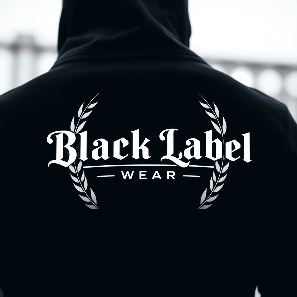 A logo design for a street wear clothing brand 'Black Label Wear'. Make it elegant but sharp.