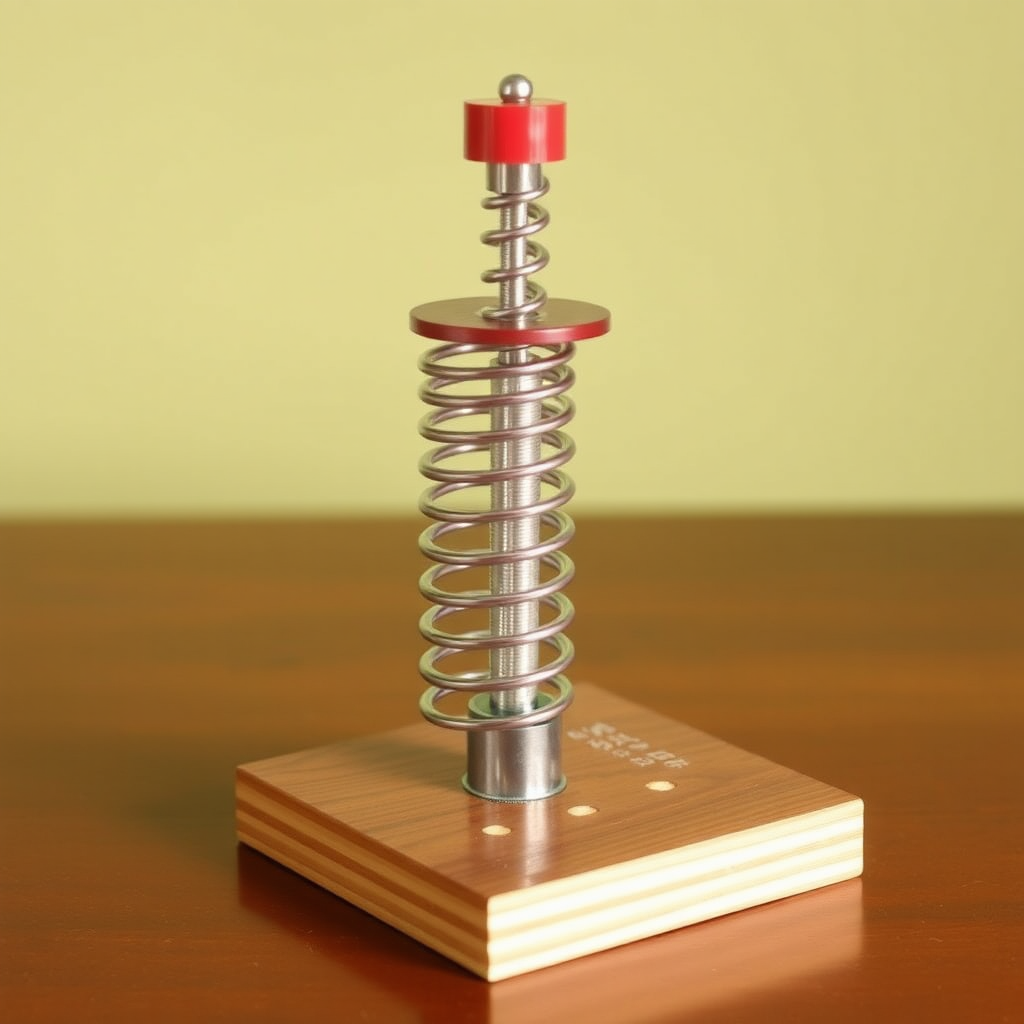 A device powered by a spring that can continue to spin due to inertia after the spring energy is released.