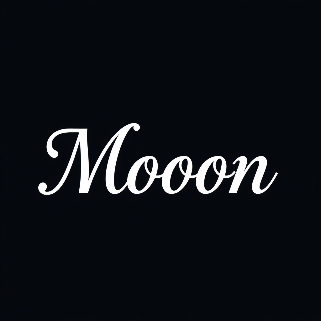 The writing "Moon" with the full moon (you can place the full moon wherever you want) with a stylish script that inspires royalty.