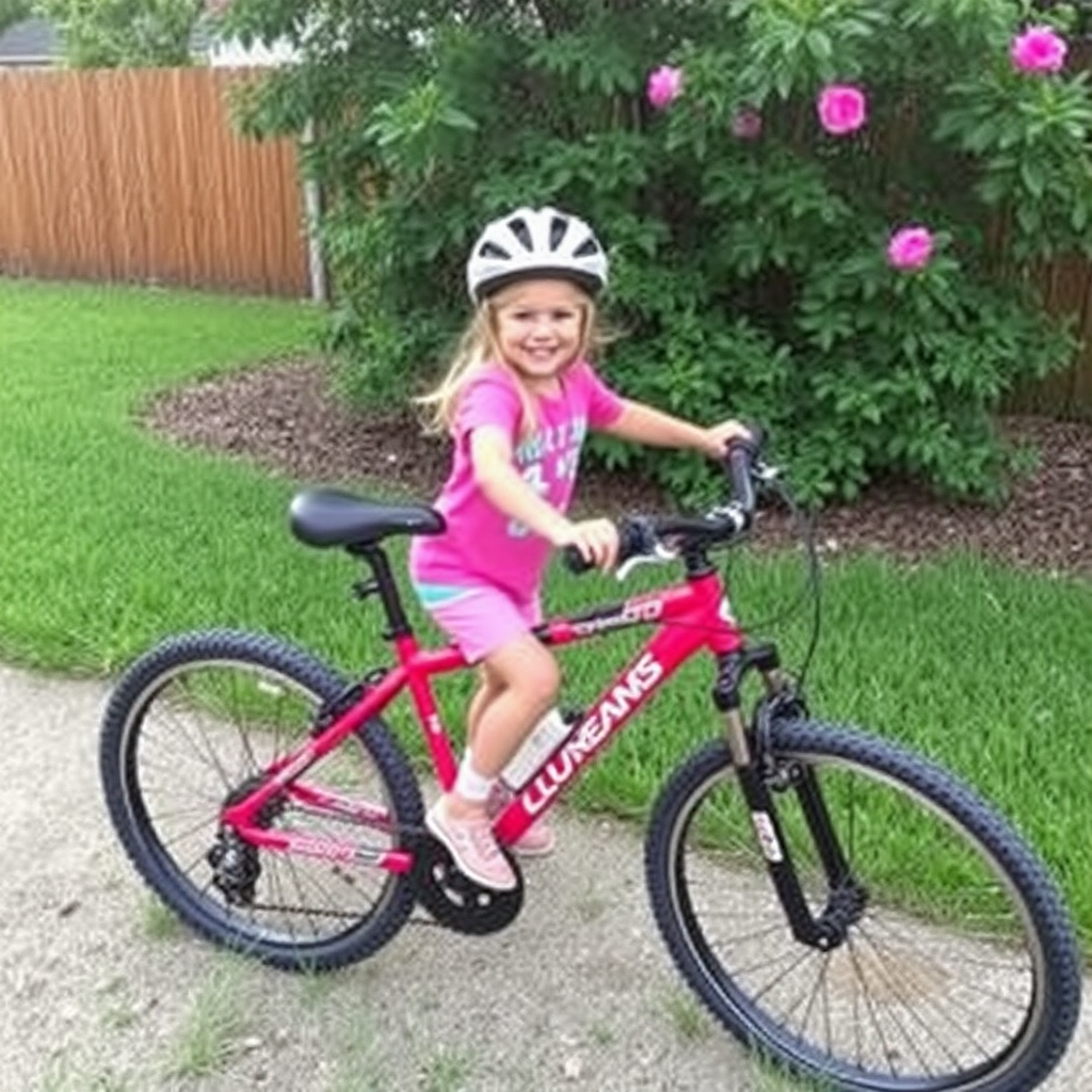 She's so happy with her new bike.