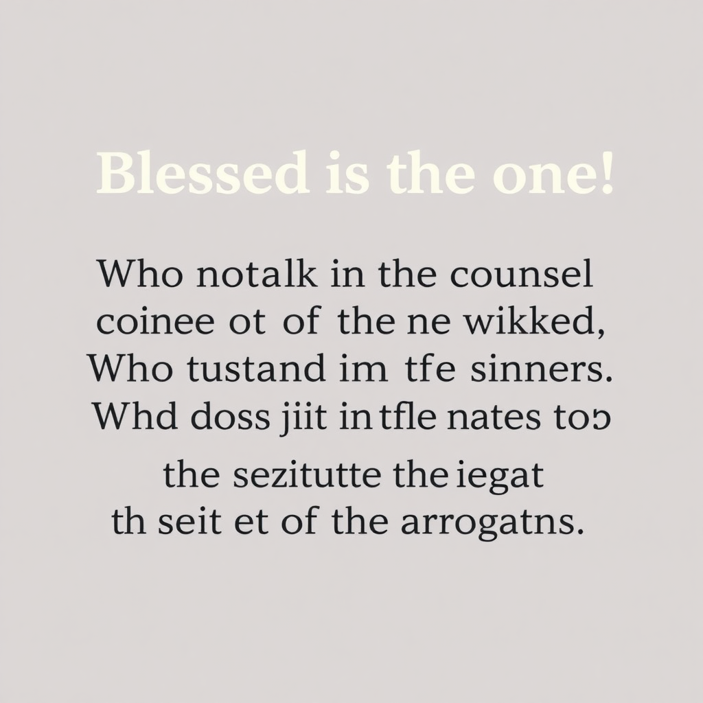 Blessed is the one!
Who does not walk in the counsel of the wicked,
Who does not stand in the way of sinners,
And does not sit in the seat of the arrogant.