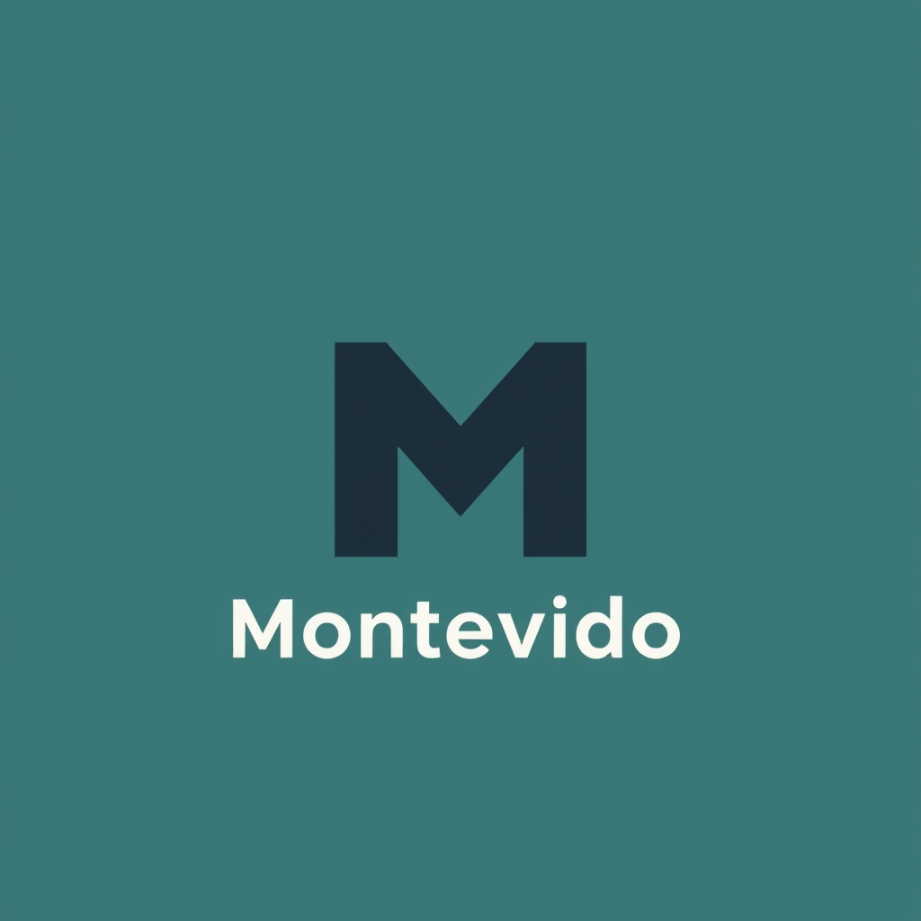 Make a simple logo for a repository of places and activities to do in Montevideo, Uruguay. Make sure to include an M. Keep the background a plain color. Don't include the word Montevideo.