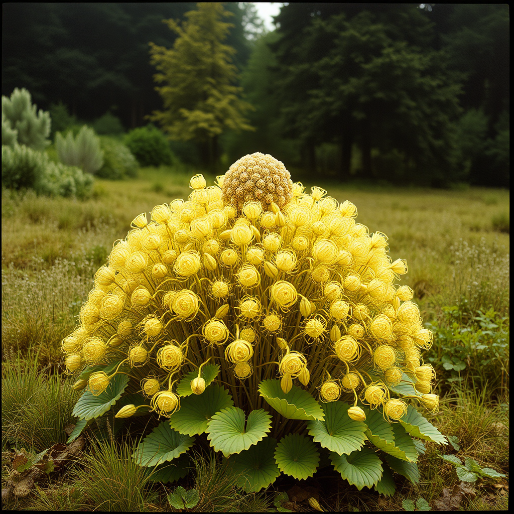 highly detailed Kodachrome color real British surrealist photograph from 1971 of Long ago in the Russian hills  
A Victorian explorer found  
The regal Hogweed by a marsh  
He captured it and brought it home