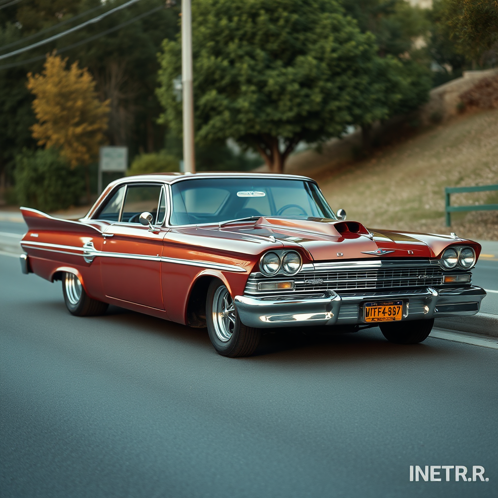 the drag car is parked on the side of the road, inspired by Taiyō Matsumoto, tumblr, restomod, nd4, c4 metallic shine classic american low rider ford