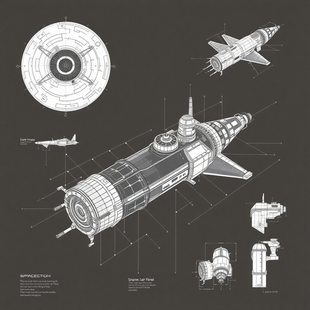 Spacecraft technical drawing