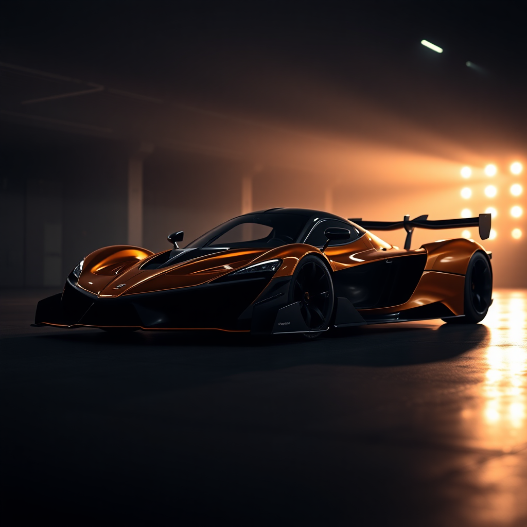 f1 mclaren car photoshoot in dark