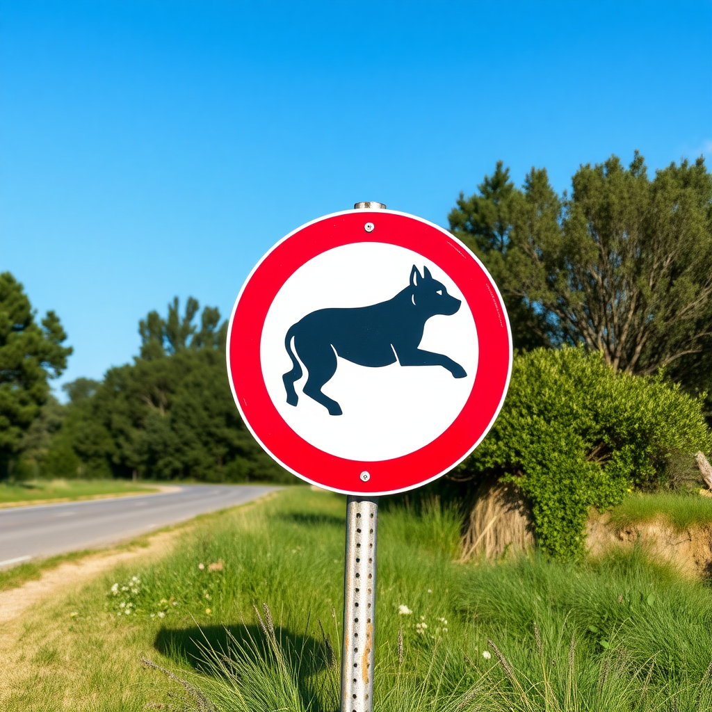 cycling pitbull ball road sign