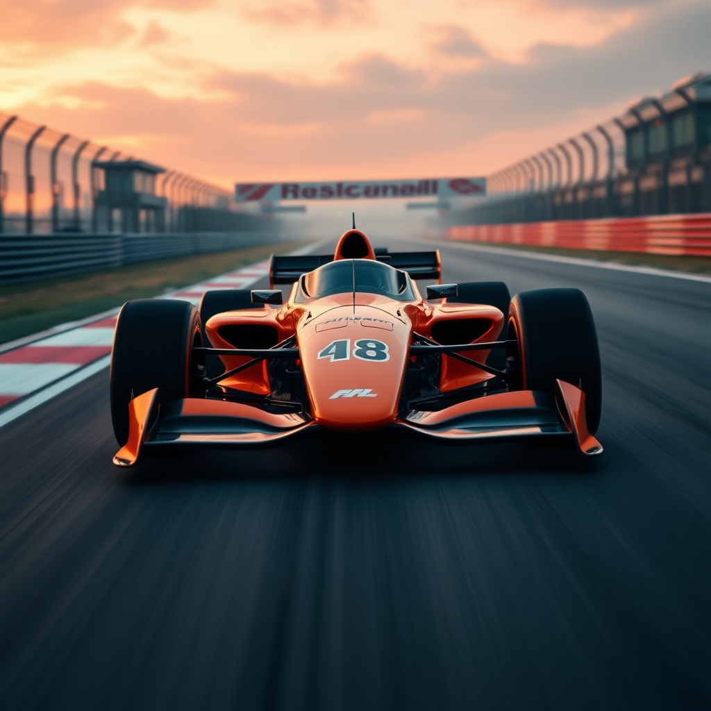 f1 mclaren car cinematic photo in a race track