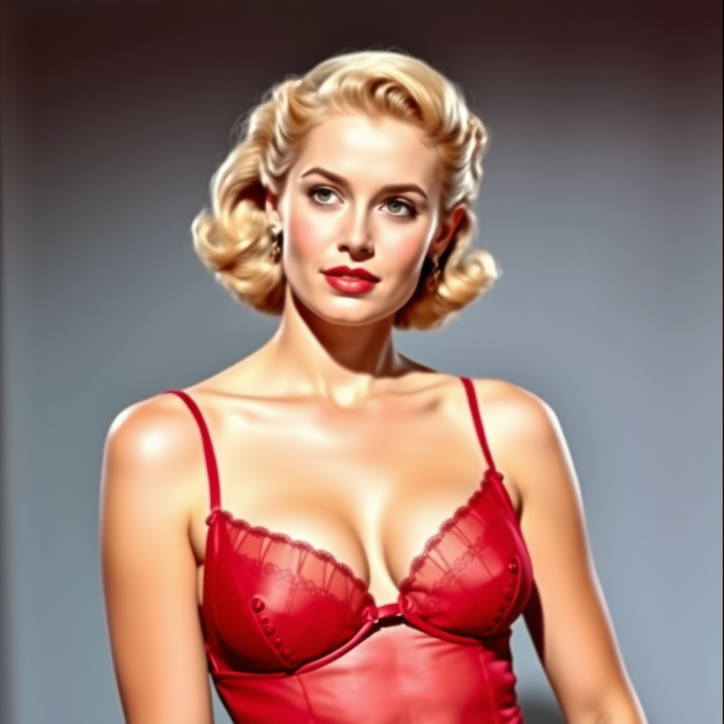 Grace Kelly in lingerie, show armpits, in colors.