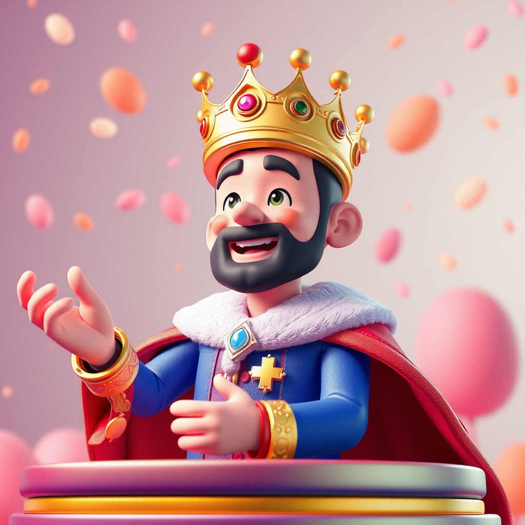 Social Media Content as a King.  3d Animation. Vibrant