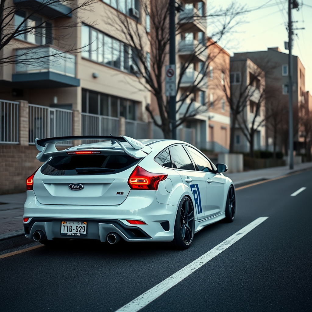 ford focus rs 2009 car is parked on the side of the road, inspired by Taiyō Matsumoto, tumblr, restomod, nd4, c4