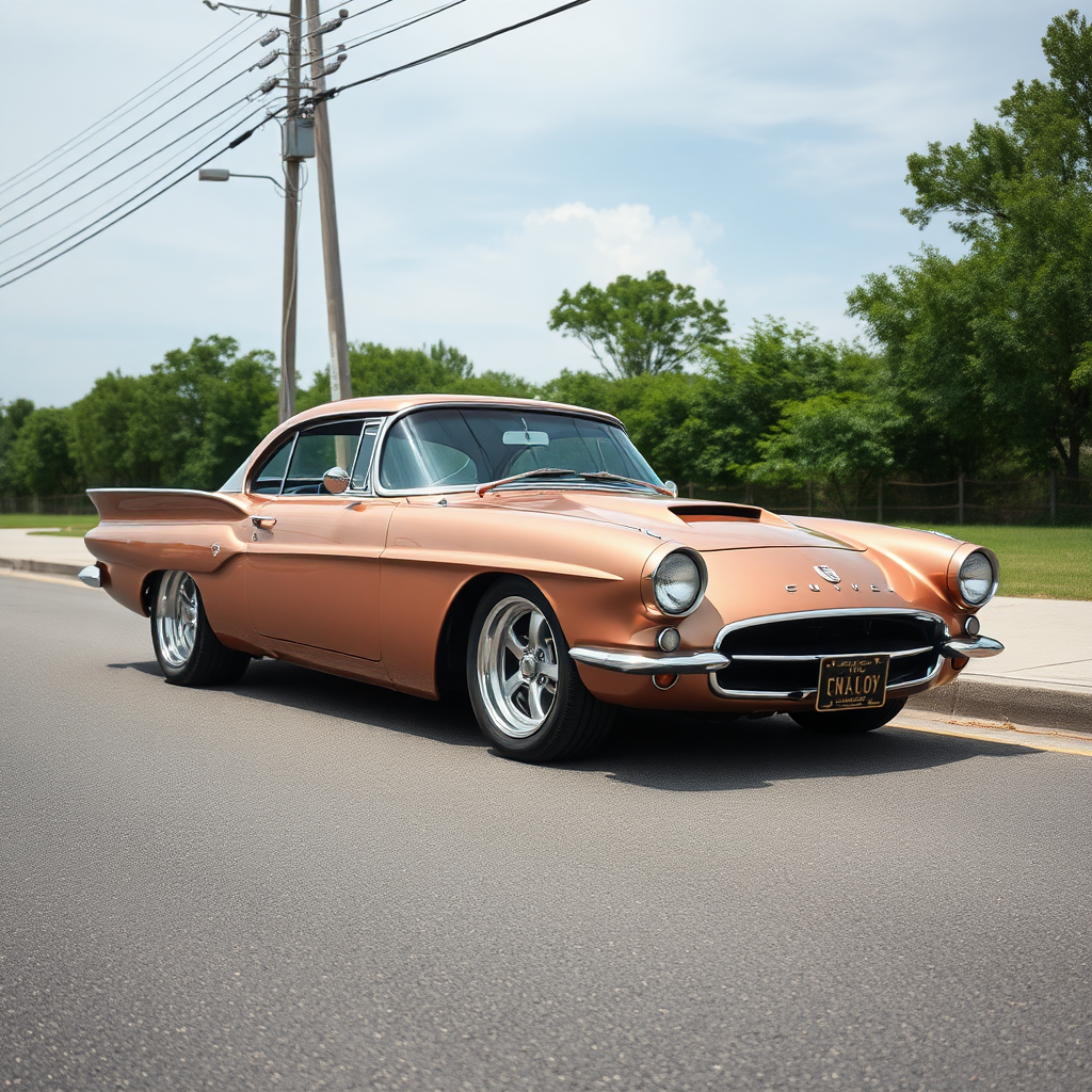 metallic shine classic car is parked on the side of the road, inspired by Taiyō Matsumoto, tumblr, restomod, nd4, c4 metallic shine classic american muscle car