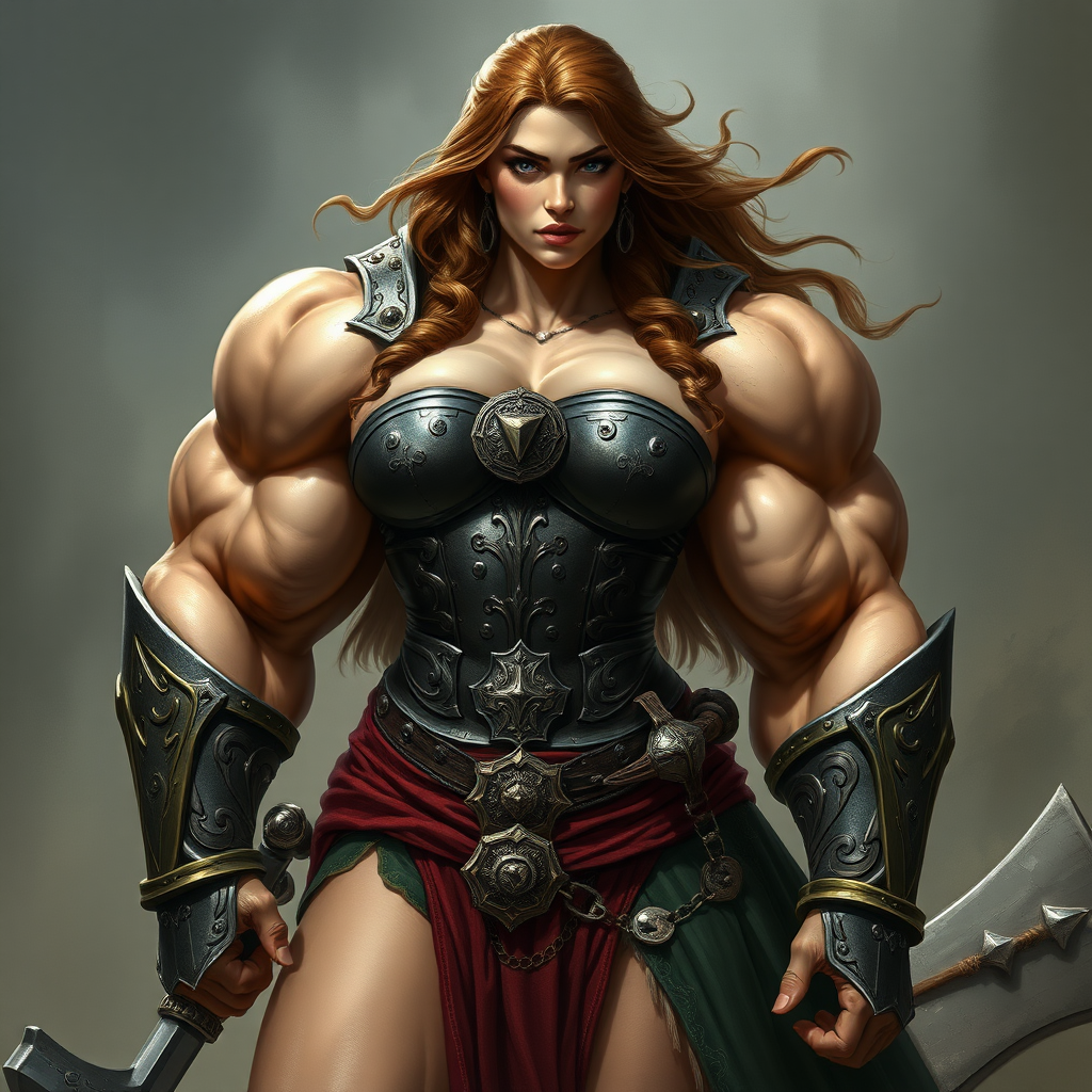 massive huge muscular jacked bodybuilder girl, strapless dress, medieval warrior princess