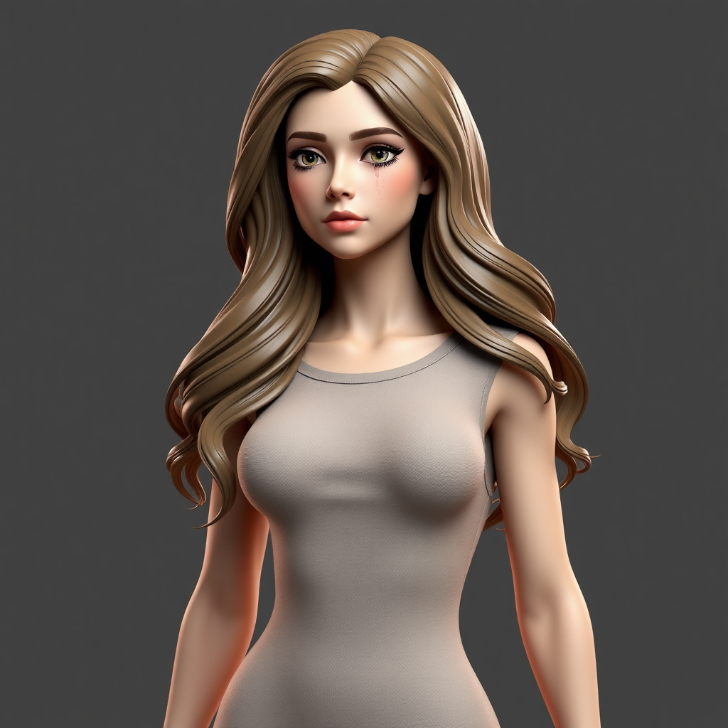 A 3D model of a female model.