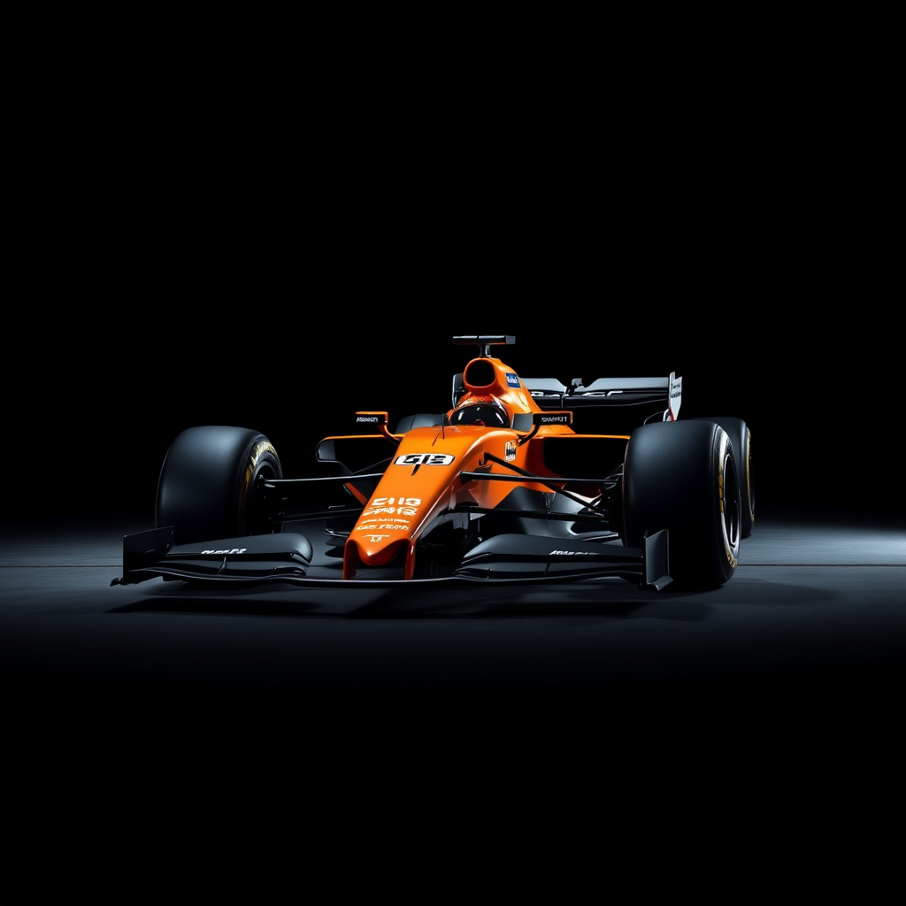 f1 car mclaren photoshoot in dark background