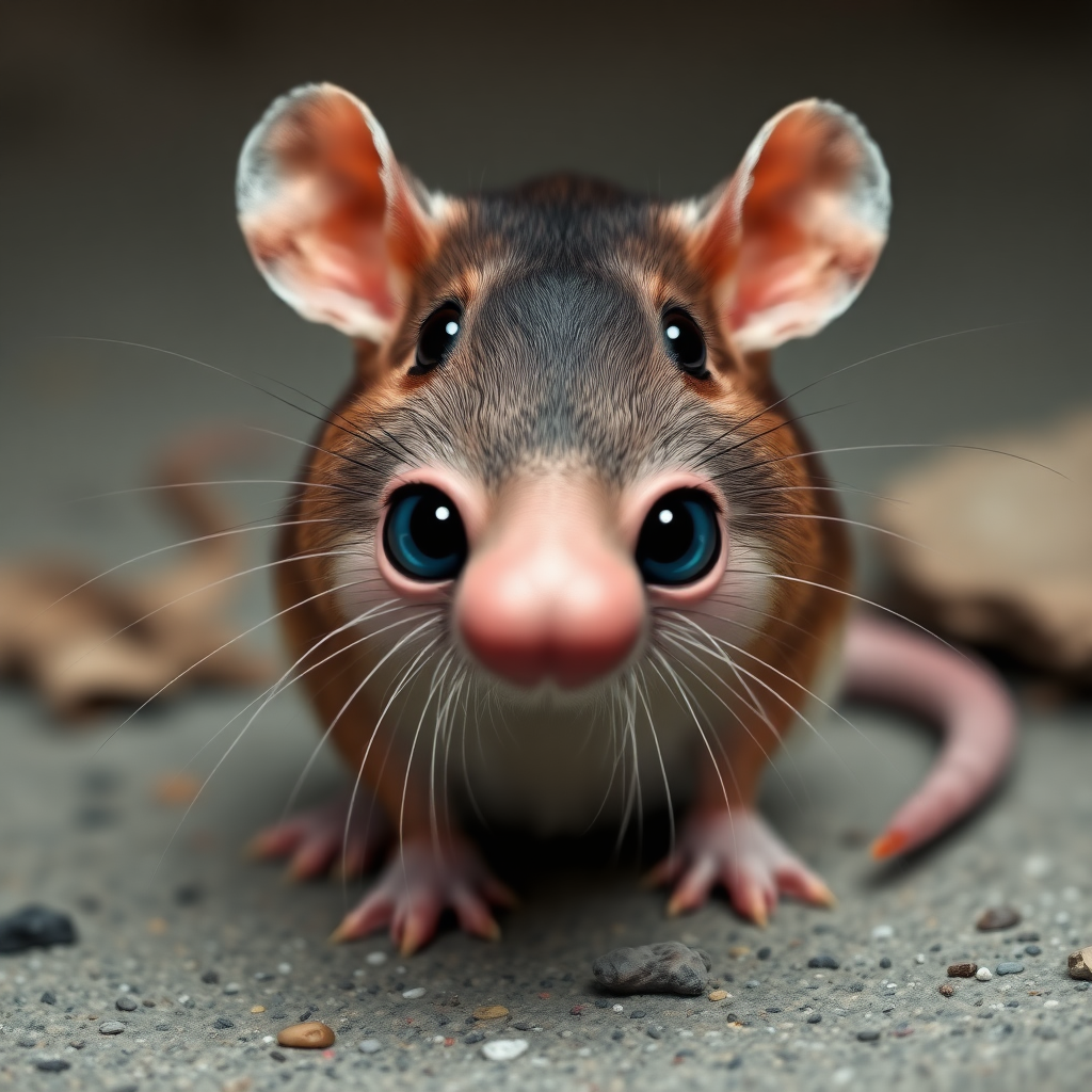 A photo of a rat with a cartoonishly big human nose