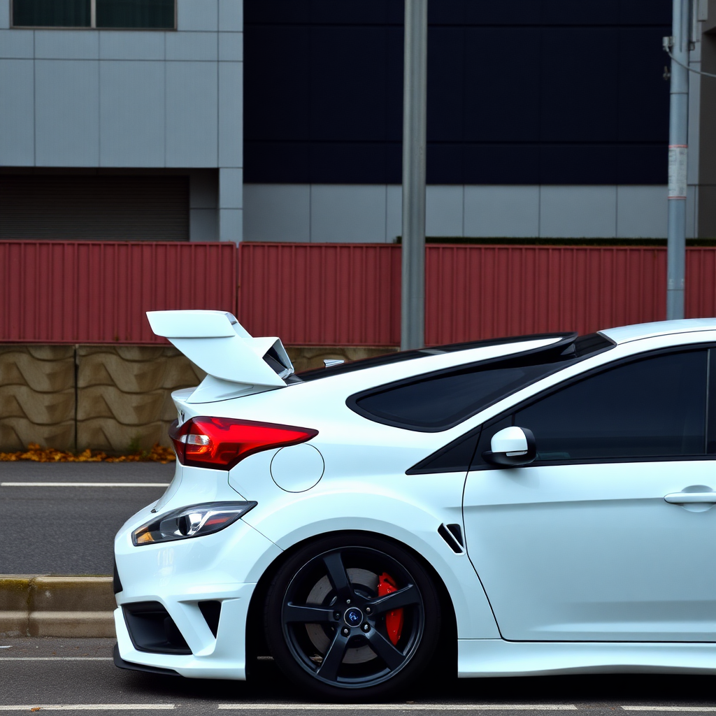 concept ford focus rs 2009 car is parked on the side of the road, inspired by Taiyō Matsumoto, tumblr, restomod, nd4, c4