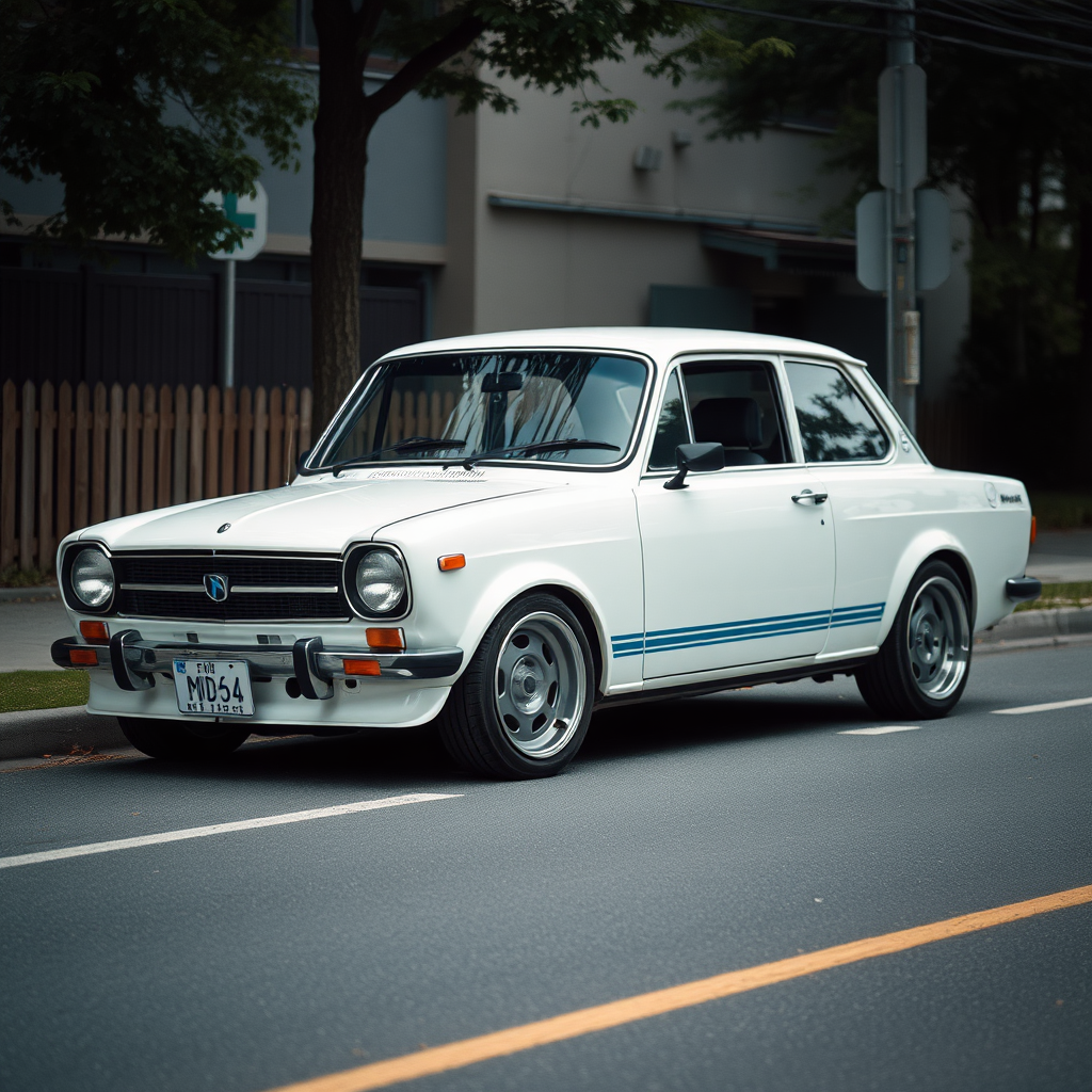 the car is parked on the side of the road, inspired by Taiyō Matsumoto, tumblr, restomod, nd4, c4