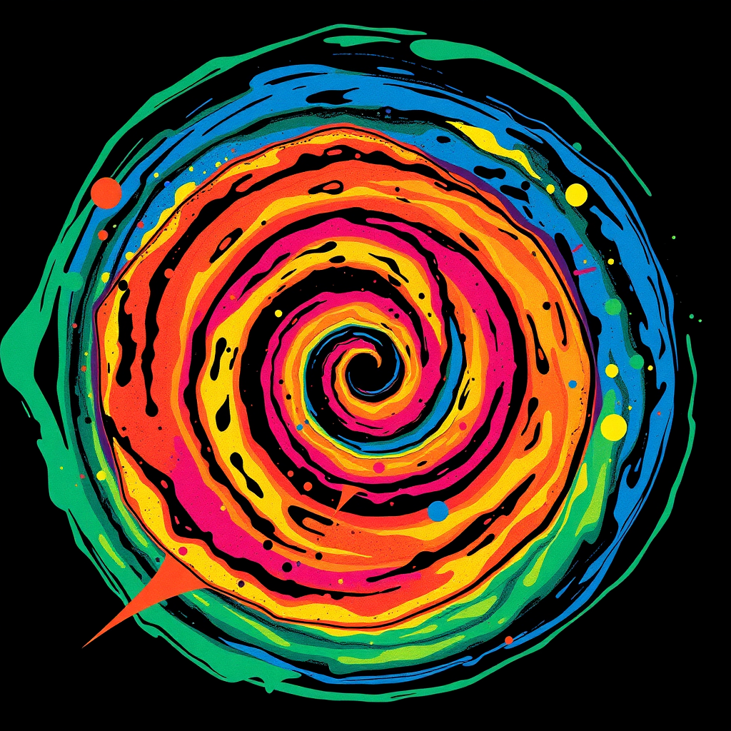 Circle Logo Funky Spiralling Multicolor Wash Fill