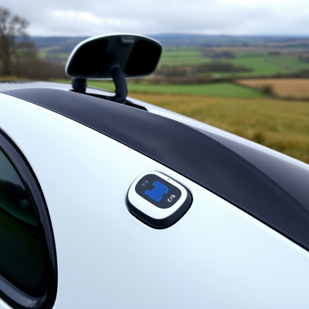 EV car in uk landscape