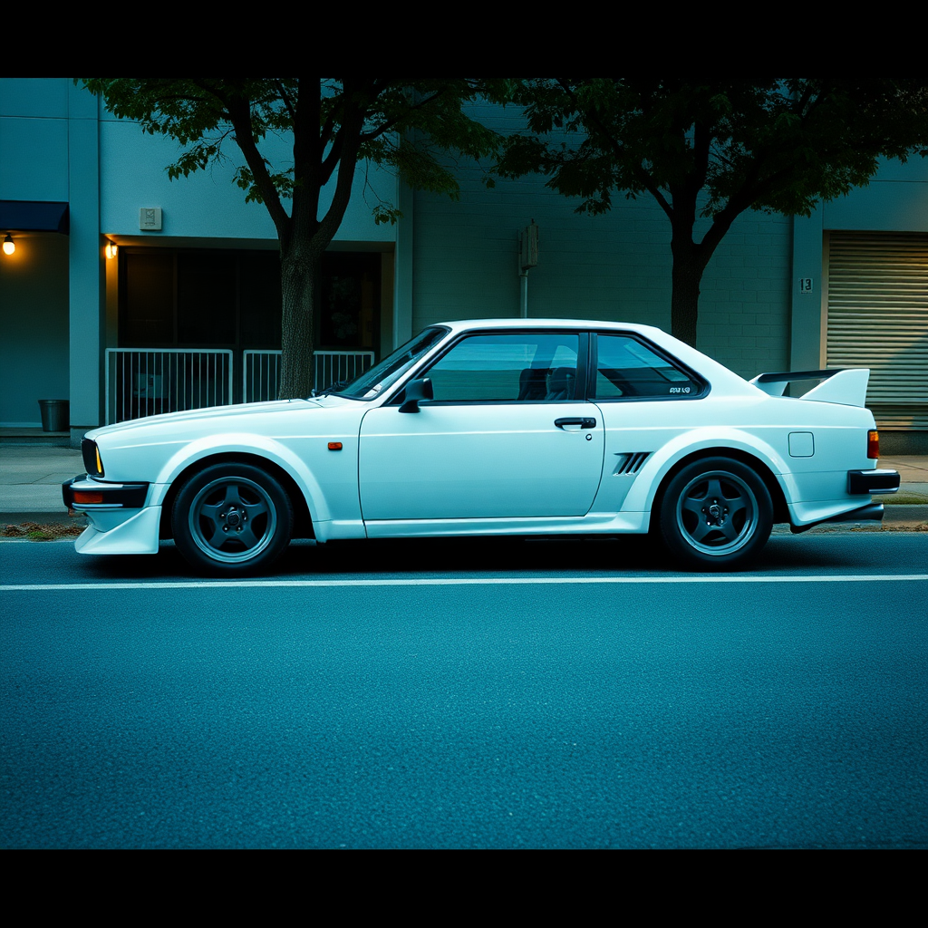 the car is parked on the side of the road, inspired by Taiyō Matsumoto, tumblr, restomod, nd4, c4