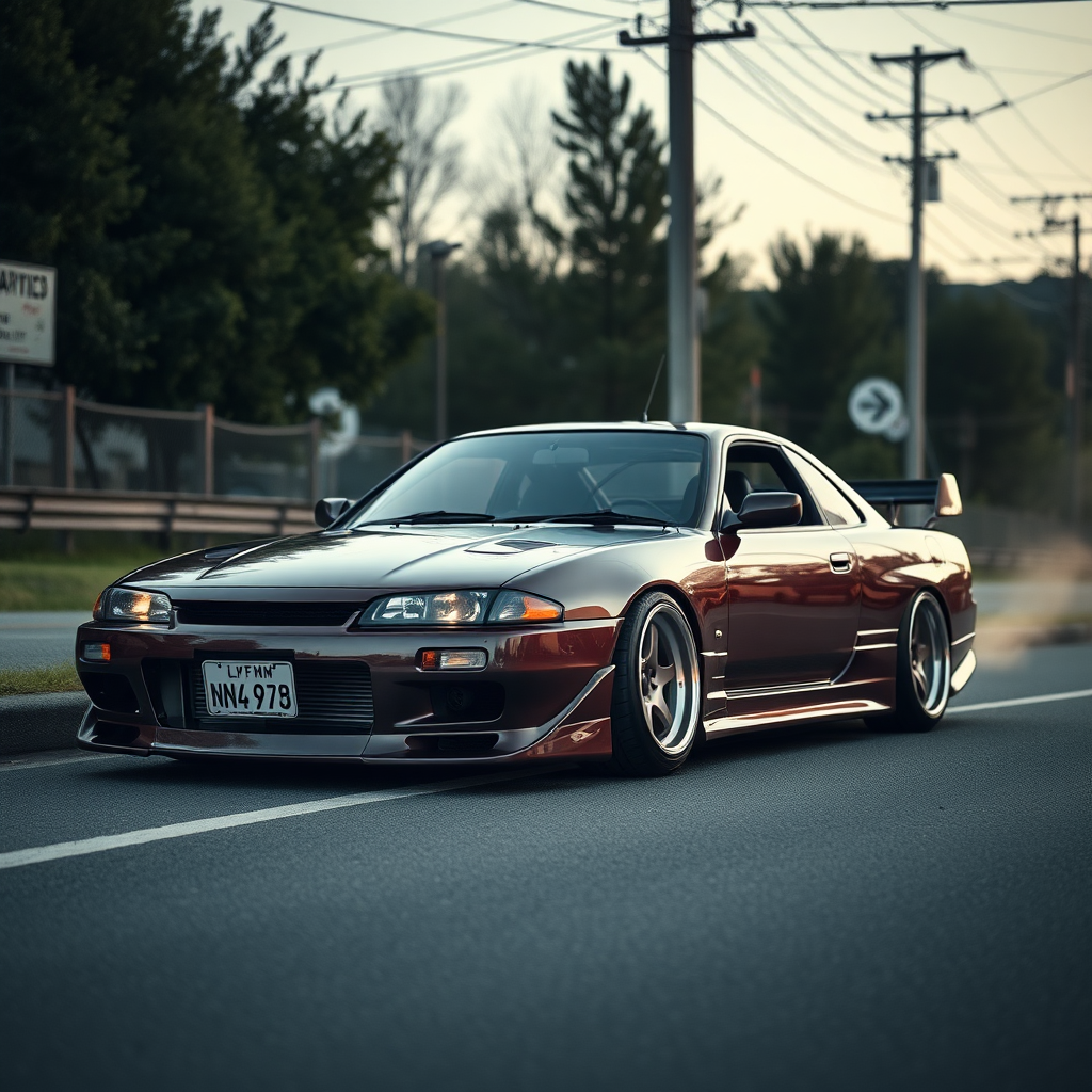 nissan silvia s14 the car is parked on the side of the road, inspired by Taiyō Matsumoto, tumblr, restomod, nd4, c4