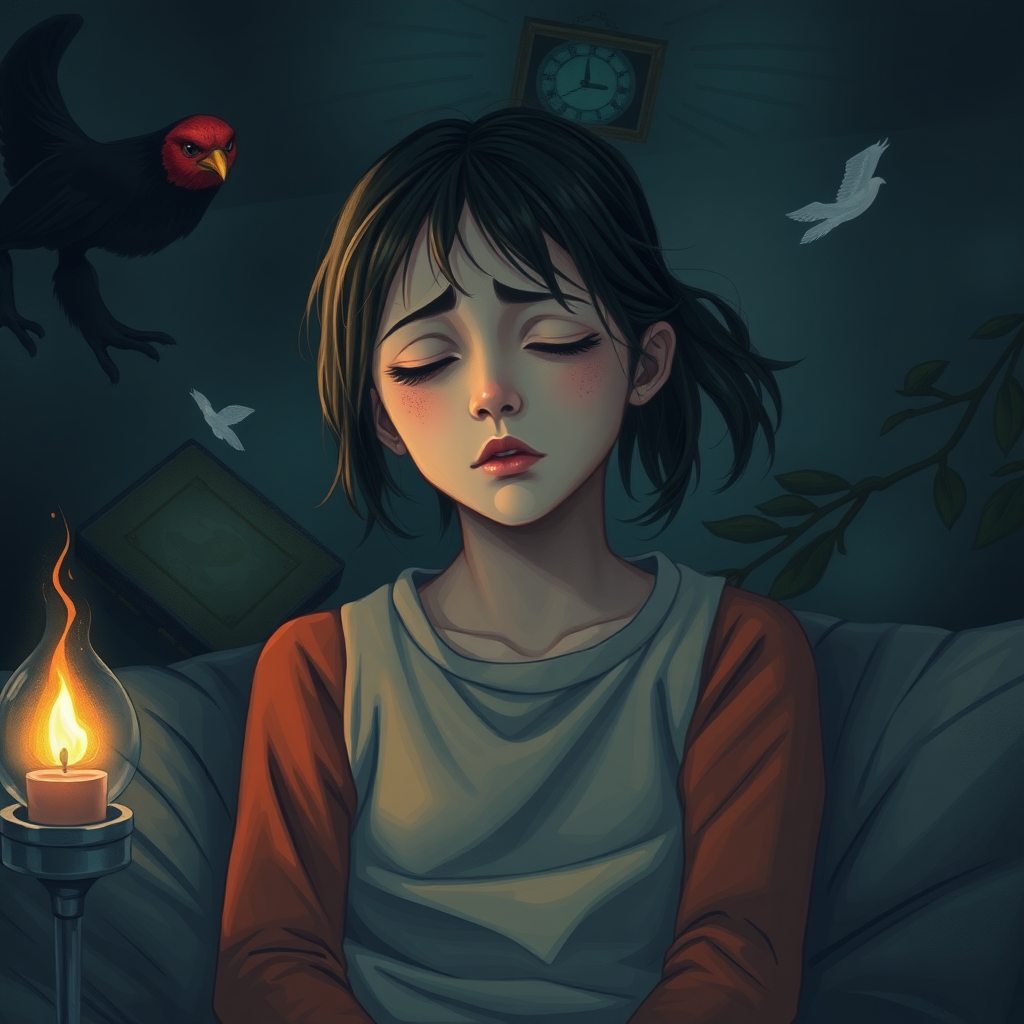 An imaginative scene of a girl feeling a bout of depression