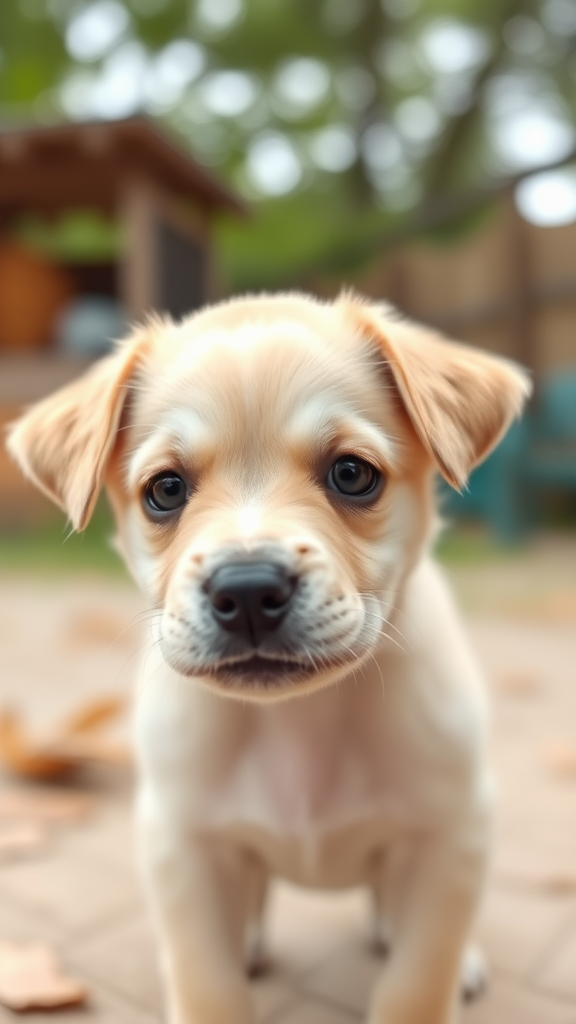 Cute little puppy watching to camera