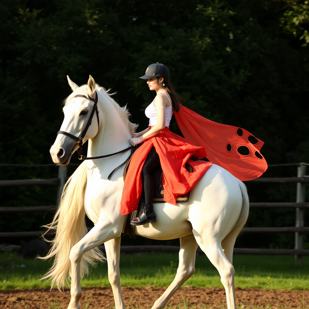 Lady riding a horse realistic