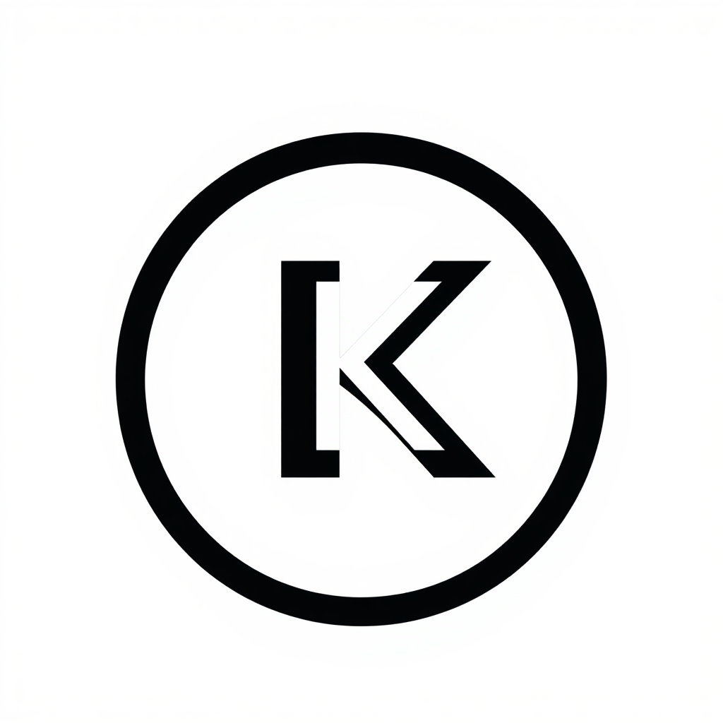 generate a simple vector logo with a "K" within a circle for a marketing agency