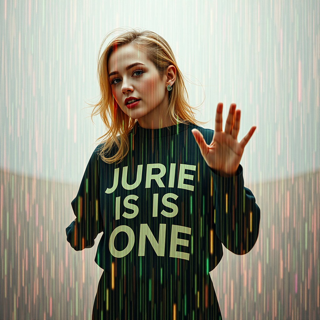 matrix 1s and 0s image (RAINING) of "JURIE IS THE ONE"