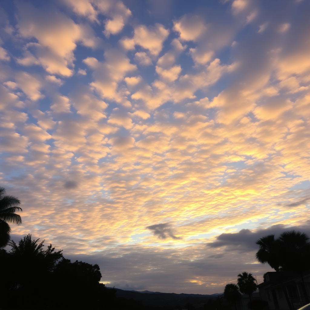 Dawn in Los Angeles, sky with clouds