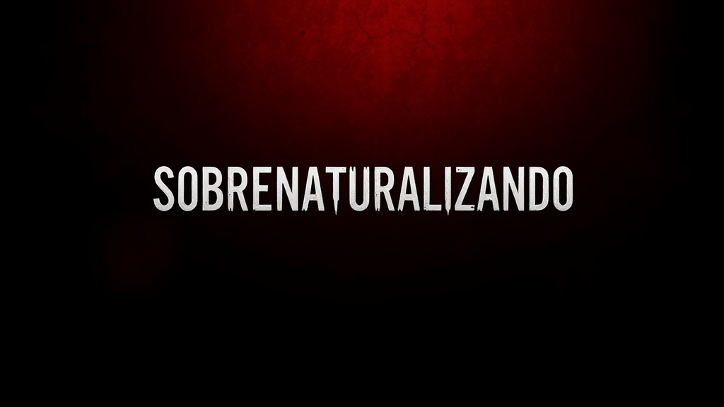 Create a YouTube thumbnail (1024x576) with a gradient background of blood-red fading into black. Add subtle textures like cracks or shadowy patterns to enhance the eerie atmosphere. Use soft lighting to add depth while keeping most of the scene dark. The overall design should convey a sense of psychological horror. Place the word 'SOBRENATURALIZANDO' in a clean and modern font at the center of the image, making it the focal point.