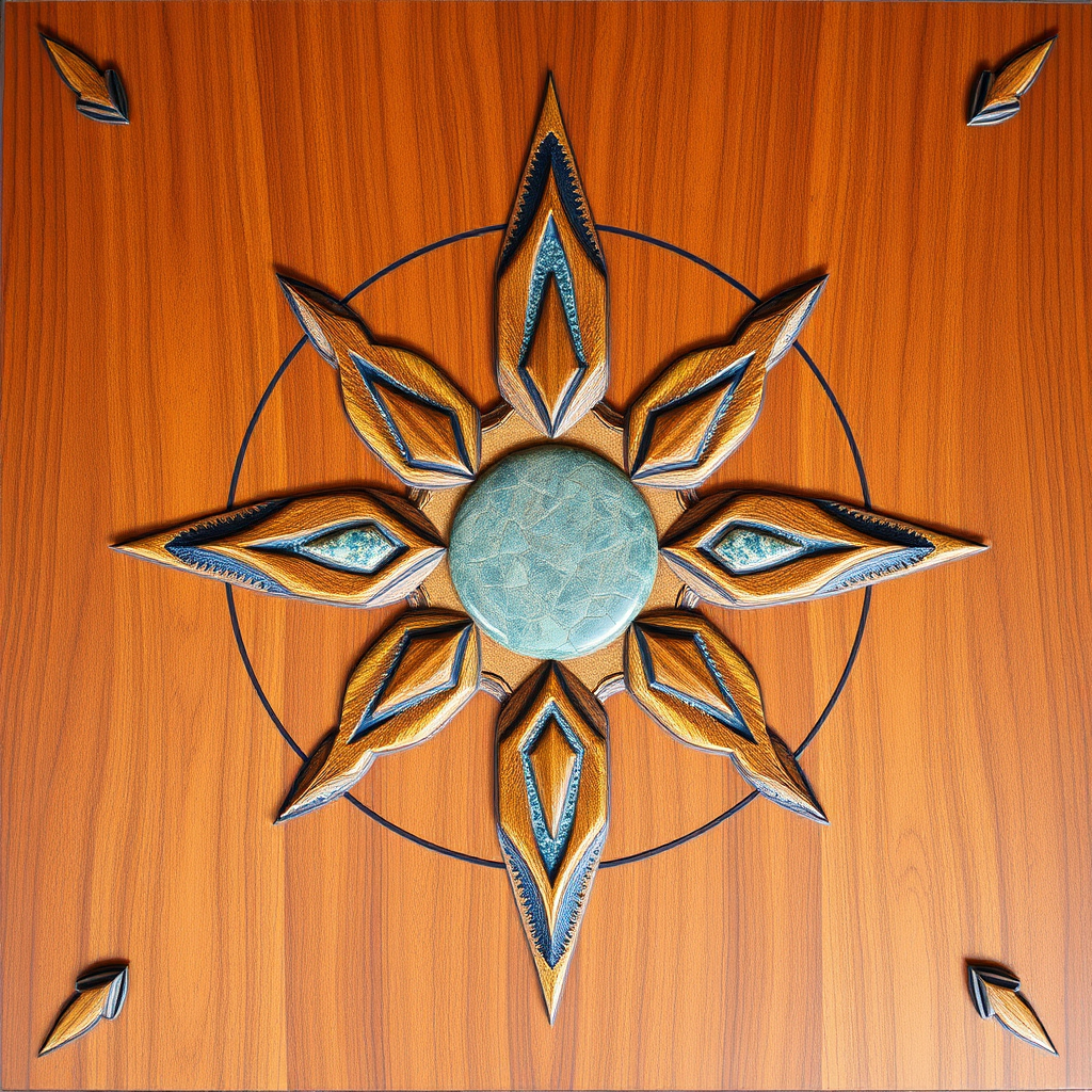 Decorative wood with stone inlay