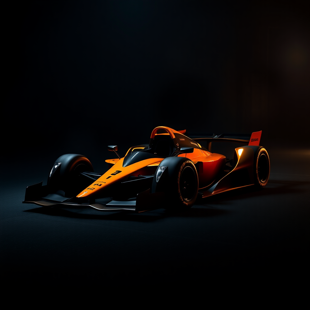 f1 mclaren car photoshoot in dark